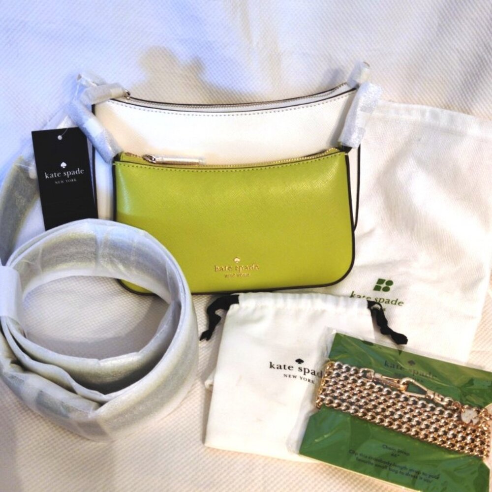 Kate Spade Duet (4 Ways) Colorblock Leather Small Crossbody Bag in Fern Moss NWT
